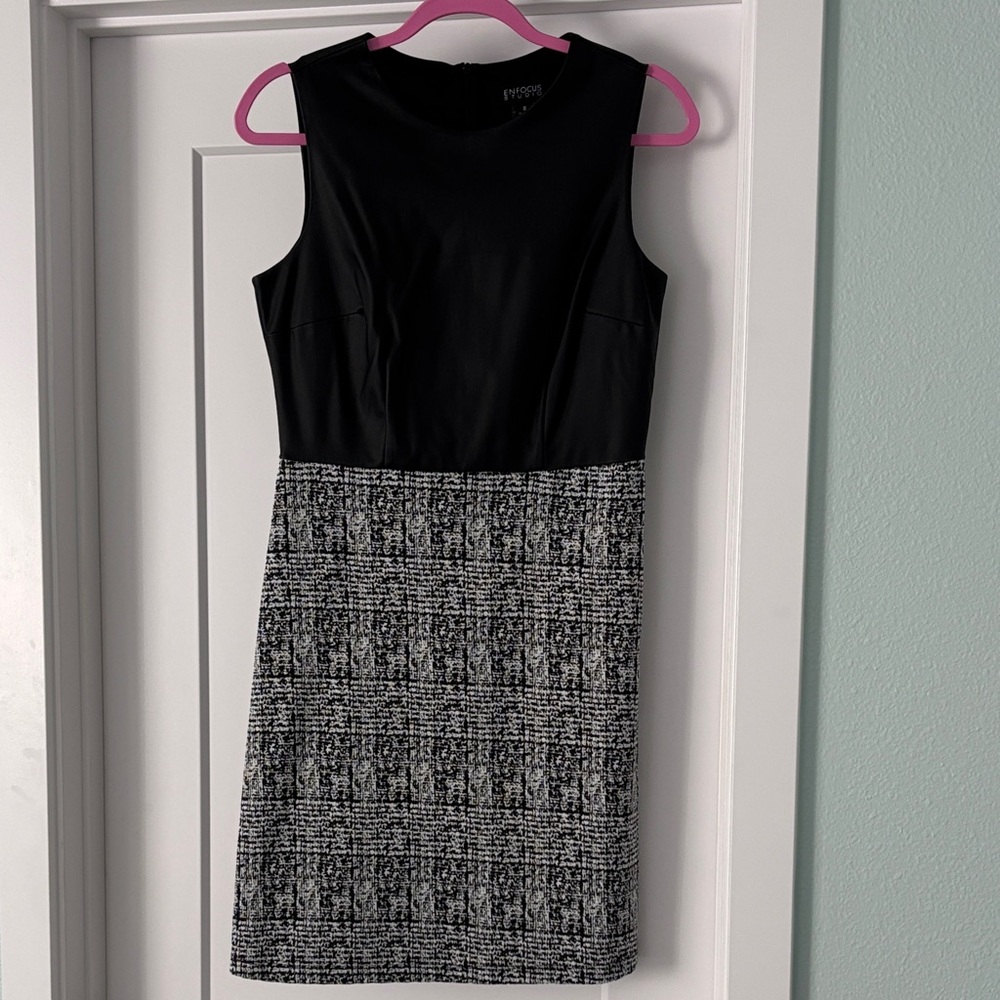 Enfocus Studio Black and Patterned Midi Dress